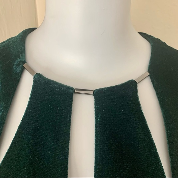 ELIE TAHARI Velvet Green Sleeveless Sheath Dress Cut Out Cocktail Party Size 0 - Picture 9 of 16